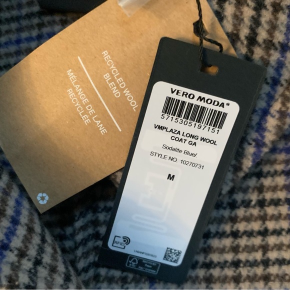 VERO MODA Plaza Long Wool Coat GA | M | Brown / Navy | NEW!! Stlye 10270731 - Picture 7 of 14